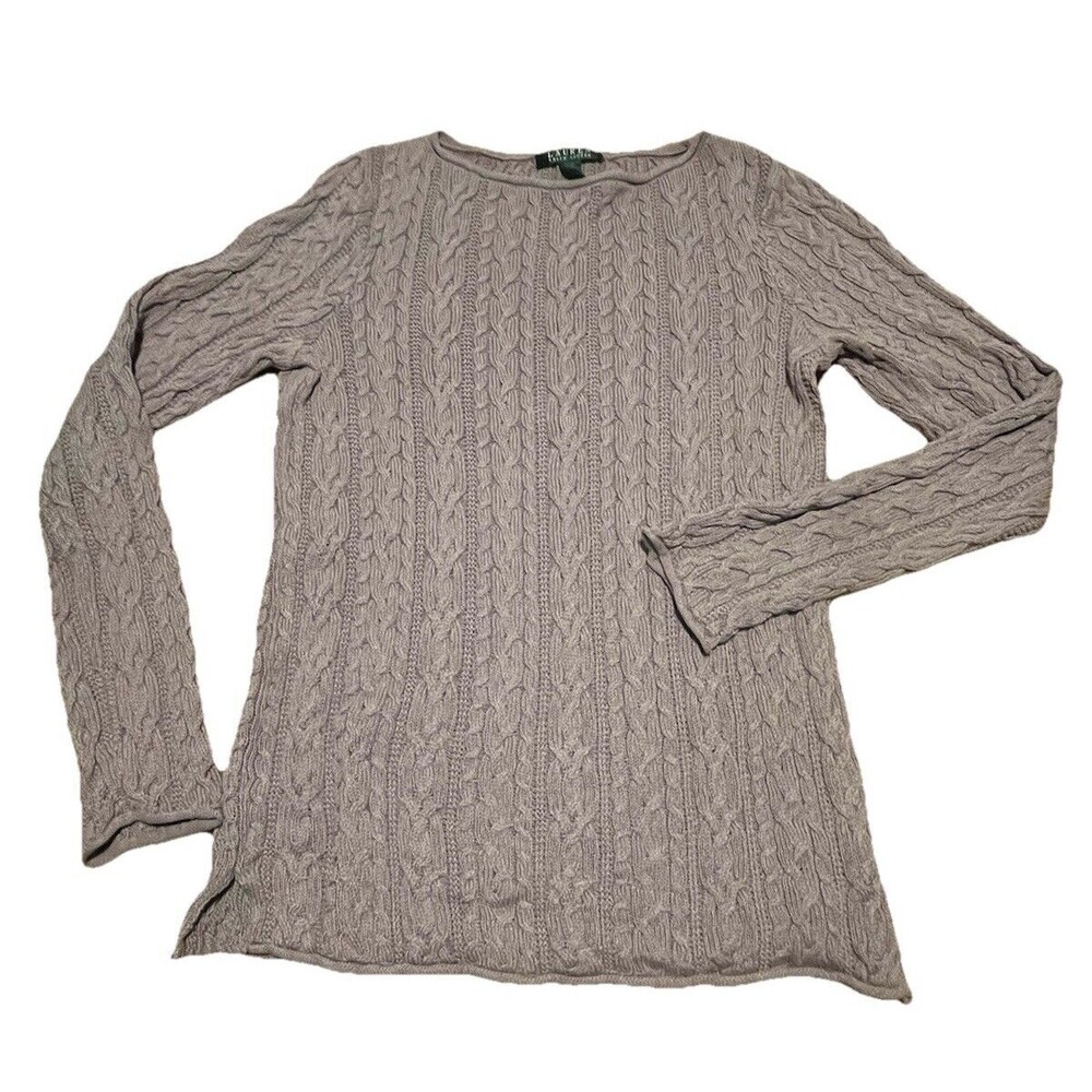 Lauren Ralph Lauren Hand Knit Cable Knit Sweater Gray Women’s Large Fisherman